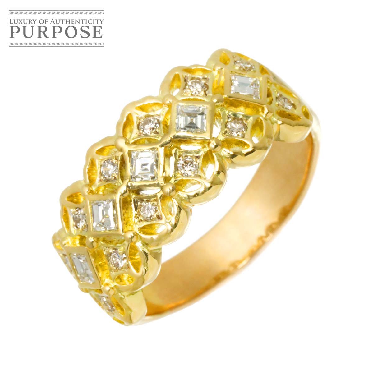 【新品仕上げ】 リング 17.5号 ダイヤ 0.70ct K18 YG イエローゴールド 750 指輪 【鑑別カード付き】 Diamond Ring 【中古】