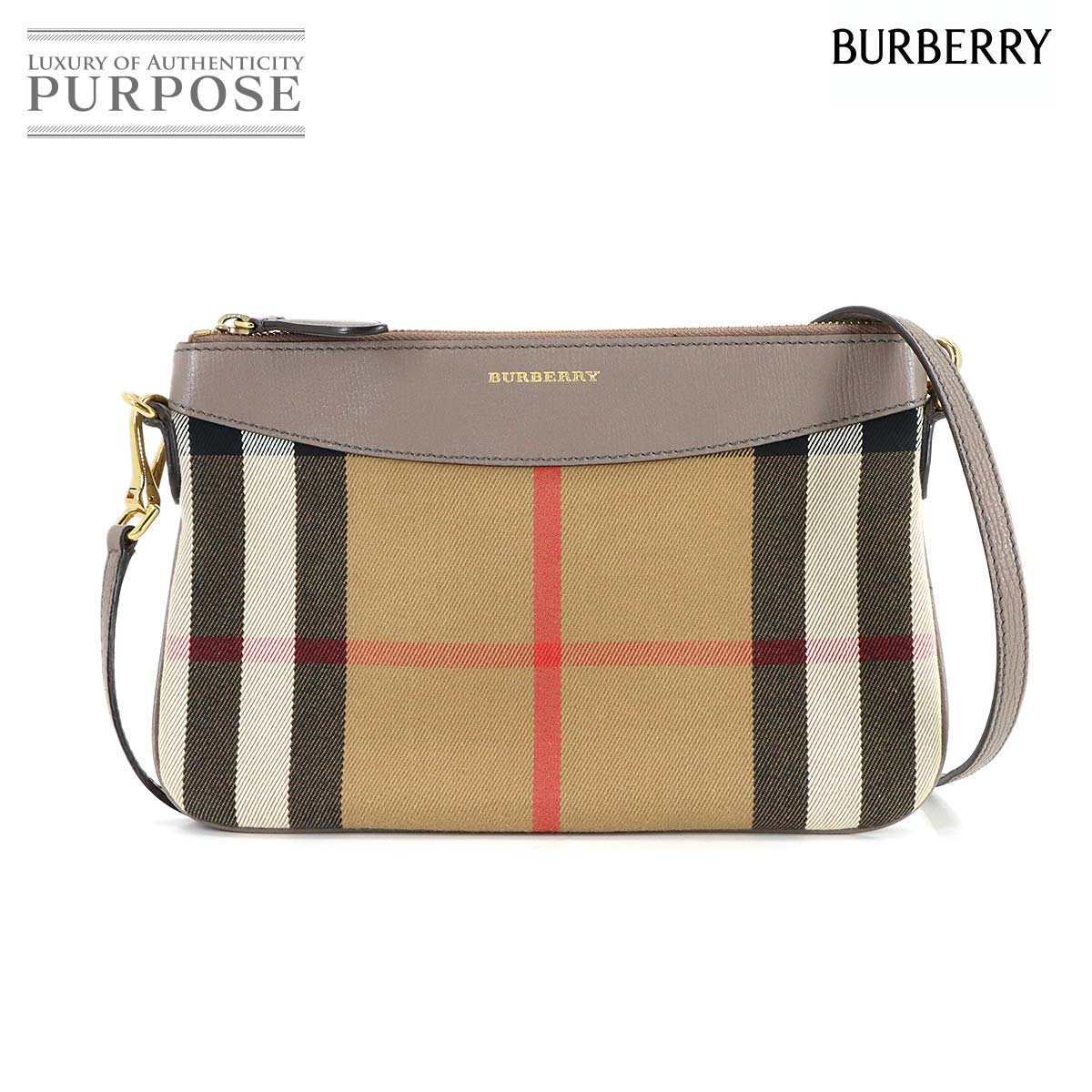 バーバリー BURBERRY 棲み家読み合わせる 肩先 御徒面子 帆布 なめし革 赤銅色 薄墨色 Shoulder Bag 【中古】