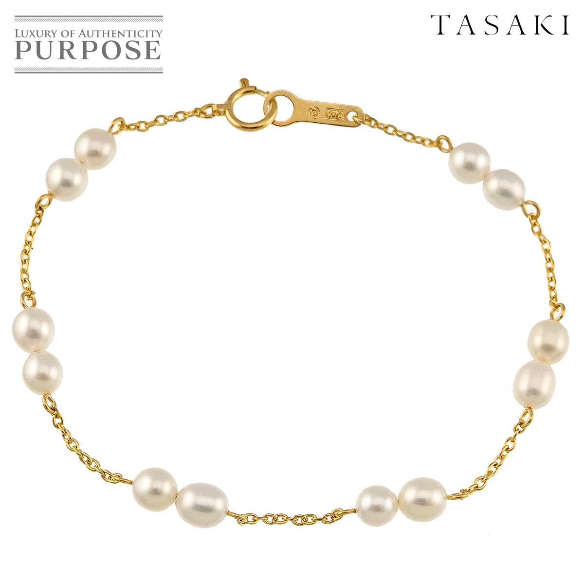 【新品同様】 タサキ TASAKI 淡水真珠 4.8-4.4mm ブレスレット 16.5cm K18 YG イエローゴールド 750 田崎真珠珠 Bracelet【中古】
