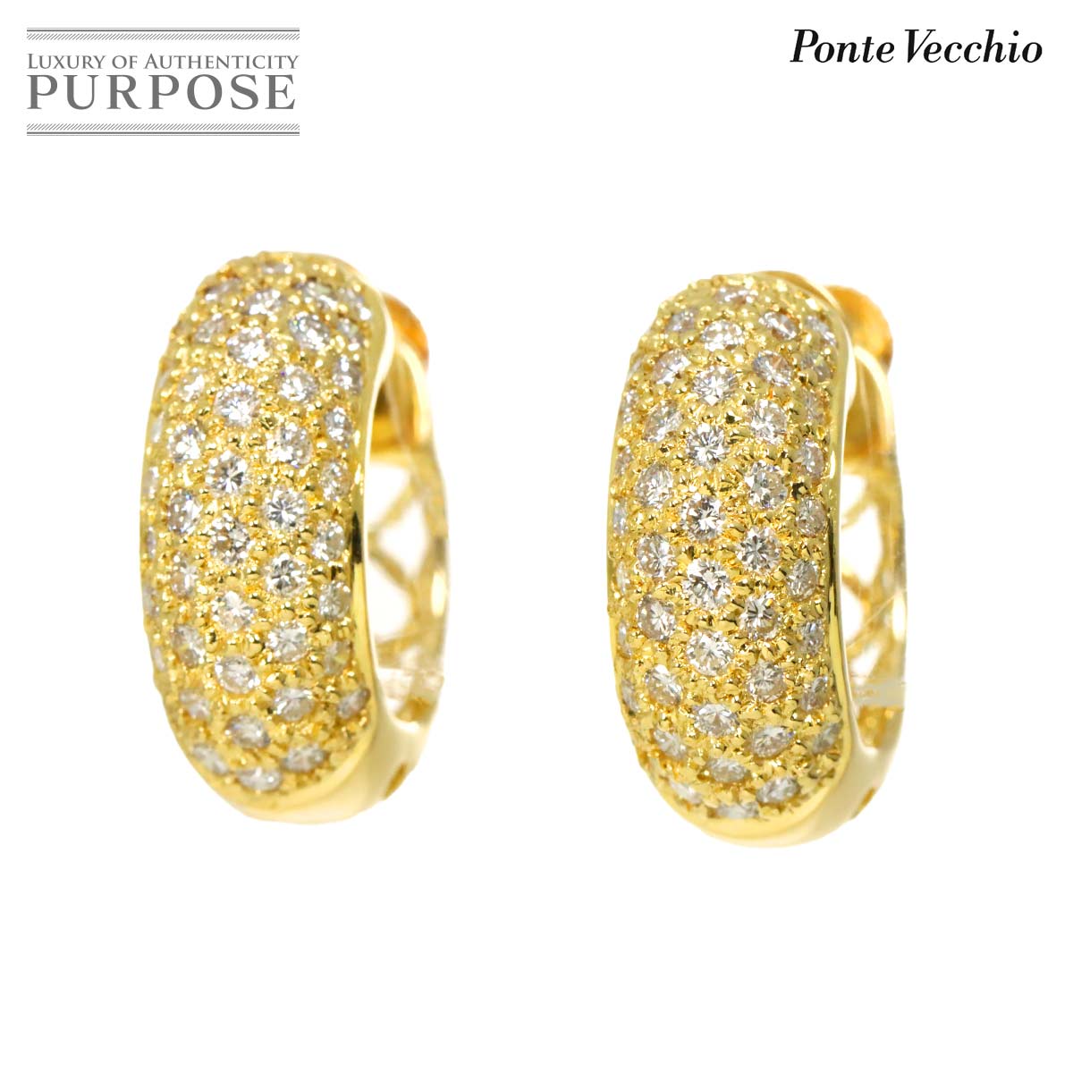 【新品同様】 ポンテヴェキオ Ponte Vecchio ダイヤ 1.10ct イヤリング K18 YG イエローゴールド 750 PV Earrings【中古】|VINTAGE LOVER PURPOSE