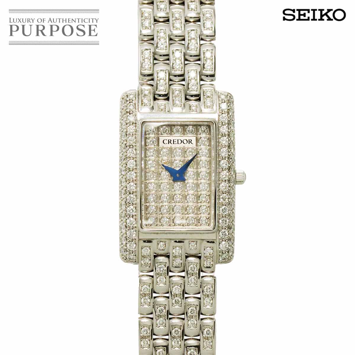 セイコー SEIKO クレドール レディース 腕時計 5A70-0AH0 純正 ダイヤ K18WG ホワイトゴールド クォーツ ウォッチ CREDOR 【中古】