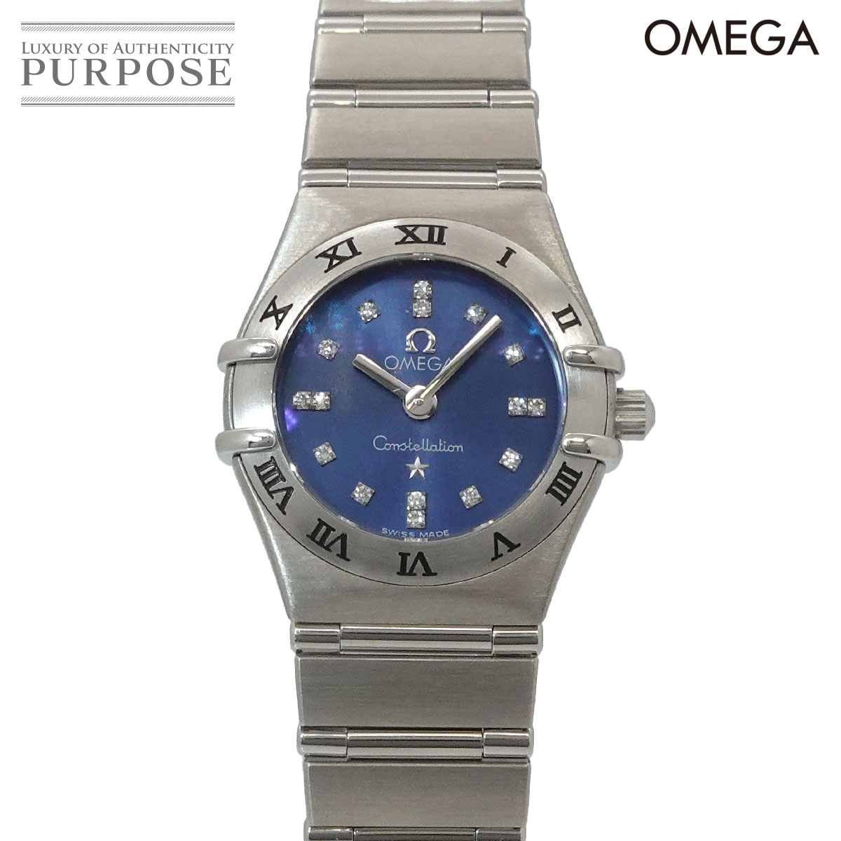 【新品仕上 済み】 ゼロ OMEGA コンステレーション ミニ シンディクロフォード 制限事項1999本 1563 86 レディース ウオッチ 16P 金剛石 青碧 石英 Constellation 【中古】