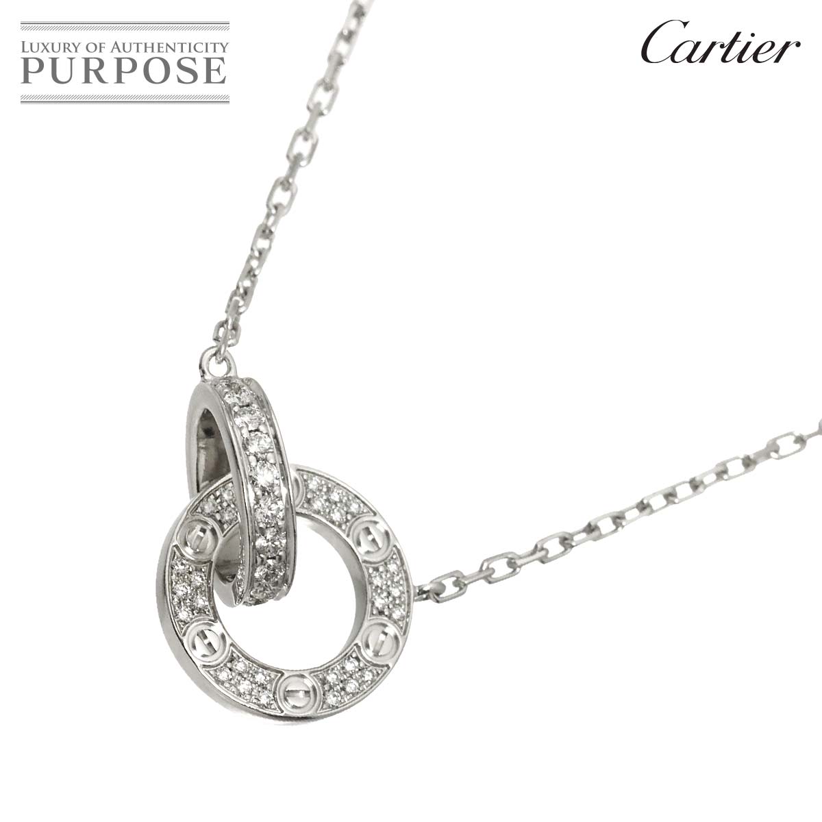 【新品同様】 カルティエ Cartier ラブ サークル ダイヤ ネックレス 41cm K18 WG ホワイトゴールド 750 Love Circle Necklace【証明書付き】【中古】 296,100円