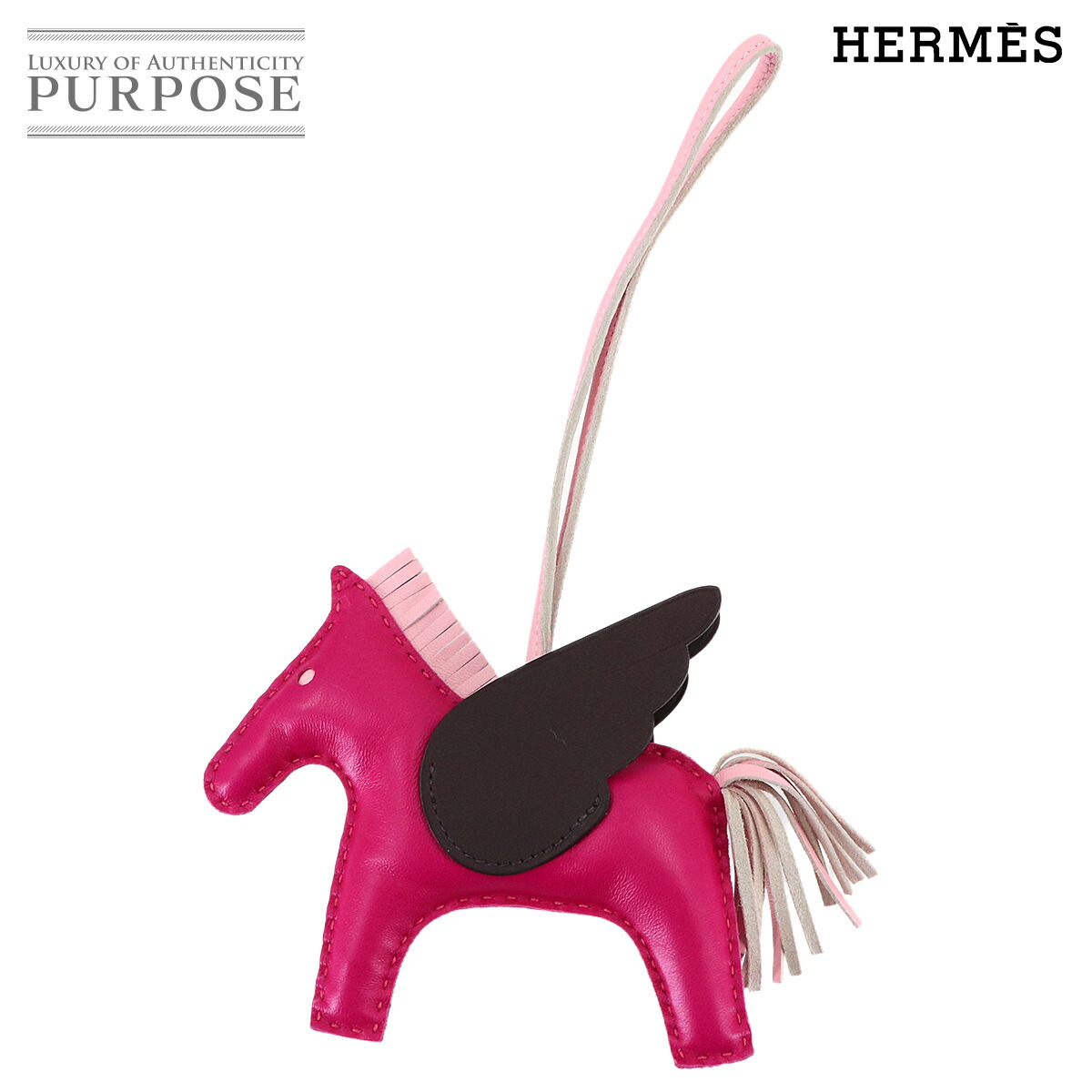 【未使用 展示品】 エルメス HERMES ロデオ ペガサス MM バッグ チャーム アニョーミロ フランボワーズ ローズサクラ ルージュセリエ Z刻印 Rodeo Pegasus 【中古】