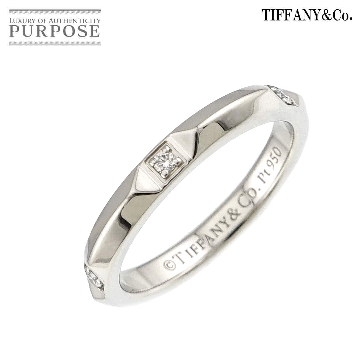 【新品同様】 ティファニー TIFFANY&Co. トゥルー バンド 9号 リング ダイヤ Pt プラチナ 指輪 Diamond Ring【中古】