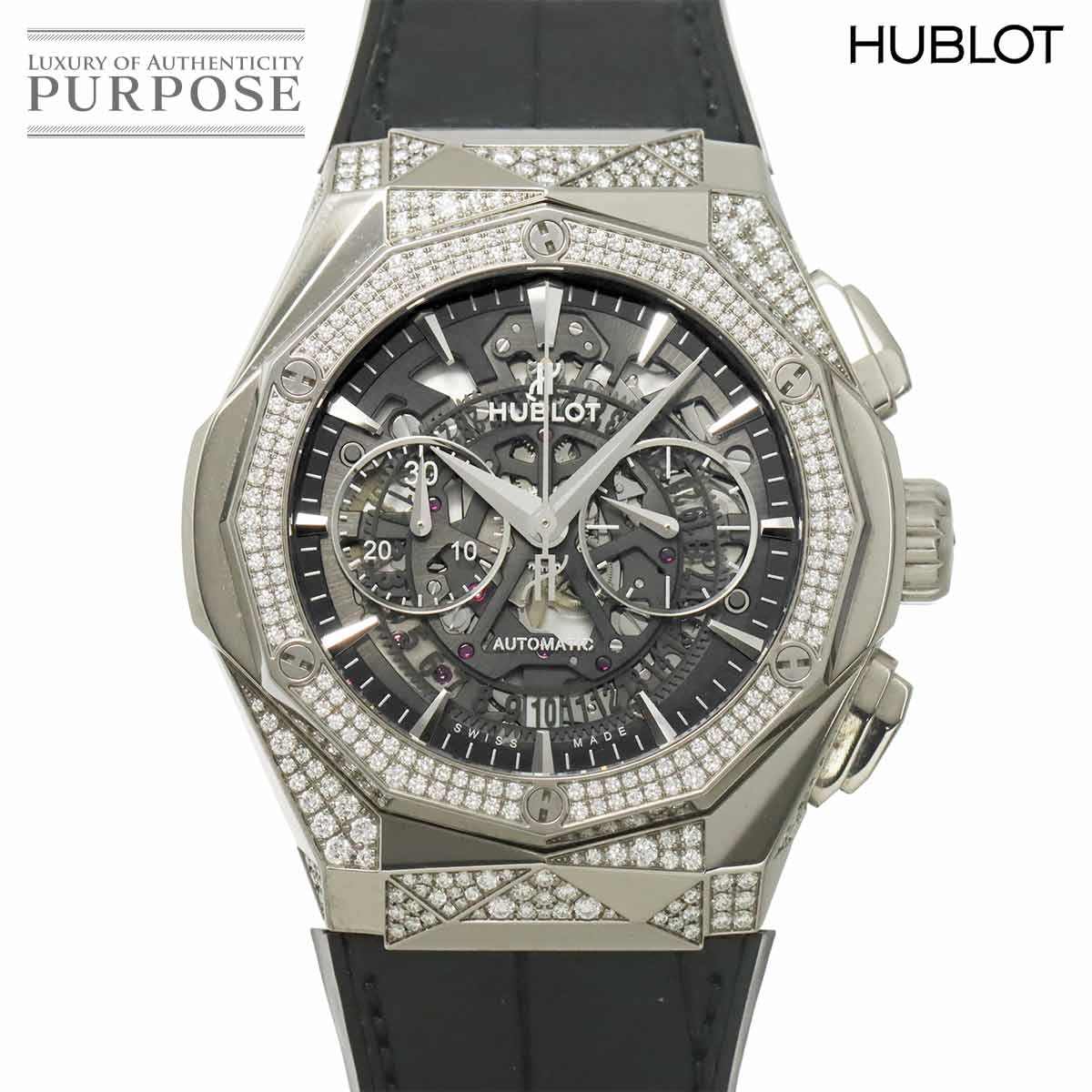 ウブロ HUBLOT クラシックフュージョン アエロフュージョン クロノグラフ オーリンスキー オルタナティヴパヴェ 525 NX 0170 RX 1804 ORL18 メンズ 腕時計 ダイヤ スケルトン 自動巻き ウォッチ Classic fusion 【中古】