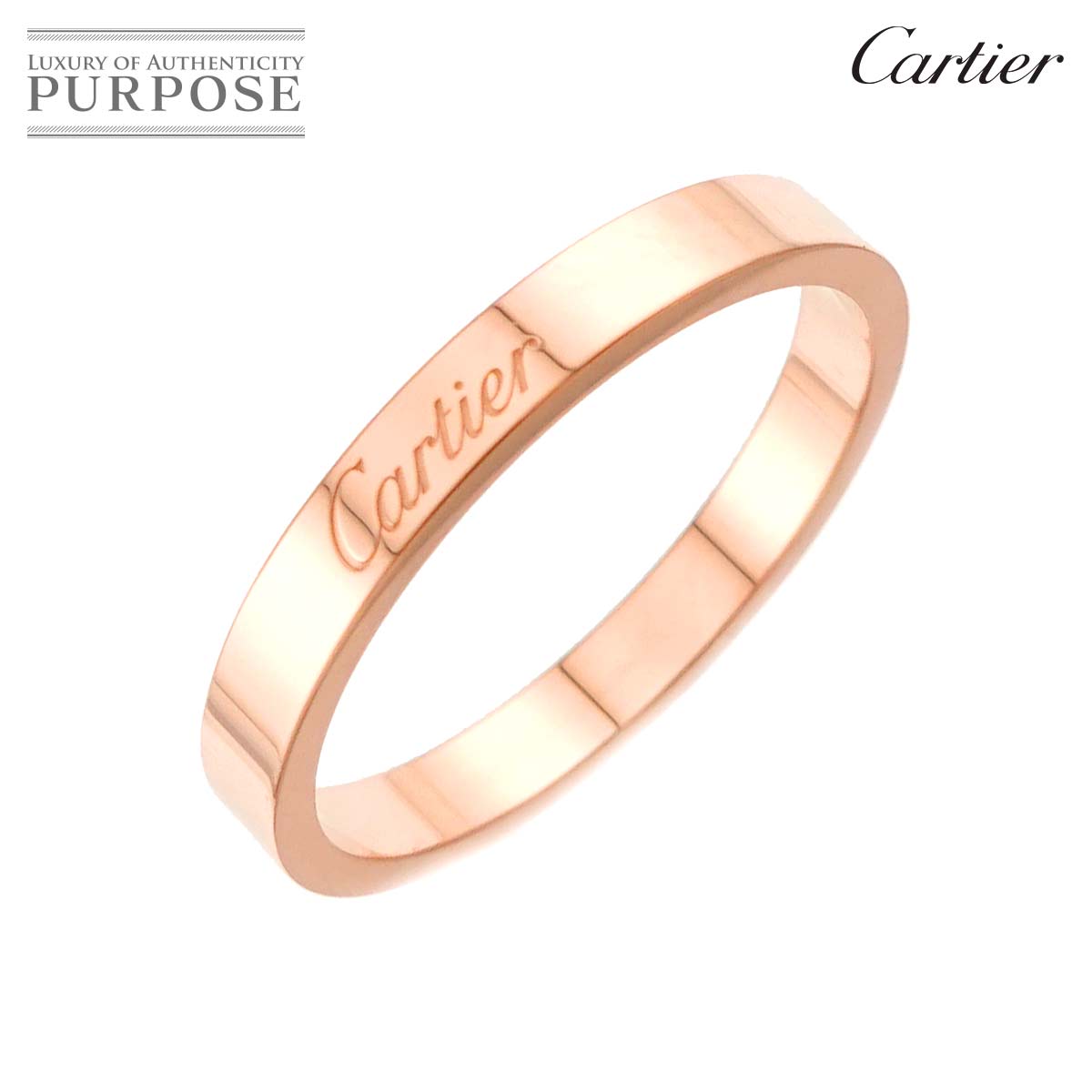 【新品同様】 カルティエ Cartier Cドゥ #63 リング 幅3mm K18 PG ピンクゴールド 750 指輪 エングレーブド C de Ring【証明書付き】【中古】｜VINTAGE LOVER PURPOSE