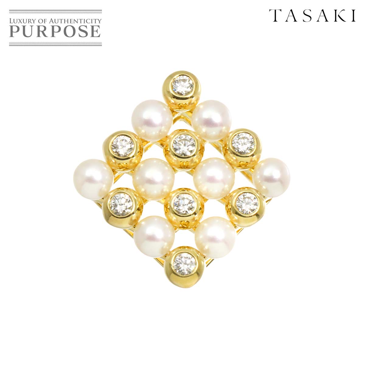 【新品同様】 タサキ TASAKI ベビーパール 3.8mm ダイヤ 0.32ct ペンダント トップ K18 YG イエローゴールド 750 真珠 Pendant Top【中古】｜VINTAGE LOVER PURPOSE 83,600円