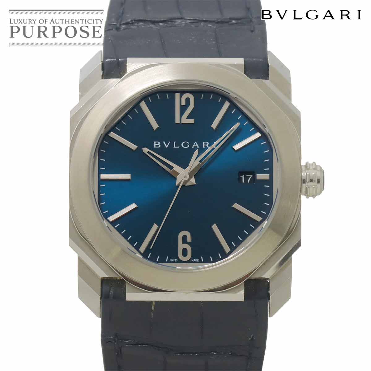 ブルガリ BVLGARI オクト ソロテンポ BGO38S メンズ 腕時計 デイト ブルー オートマ 自動巻き ウォッチ Octo 【中古】|VINTAGE LOVER PURPOSE