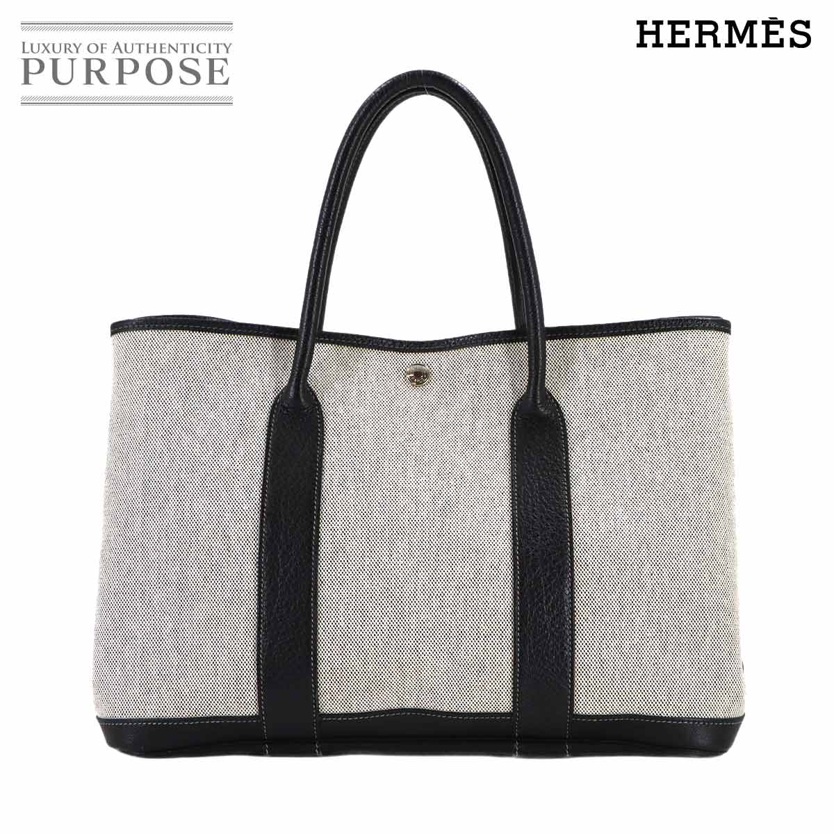 エルメス HERMES ガーデンパーティ 36 PM トート バッグ トワルアッシュ ネゴンダ ブラック グレー □H刻印 Garden Party PM 【中古】