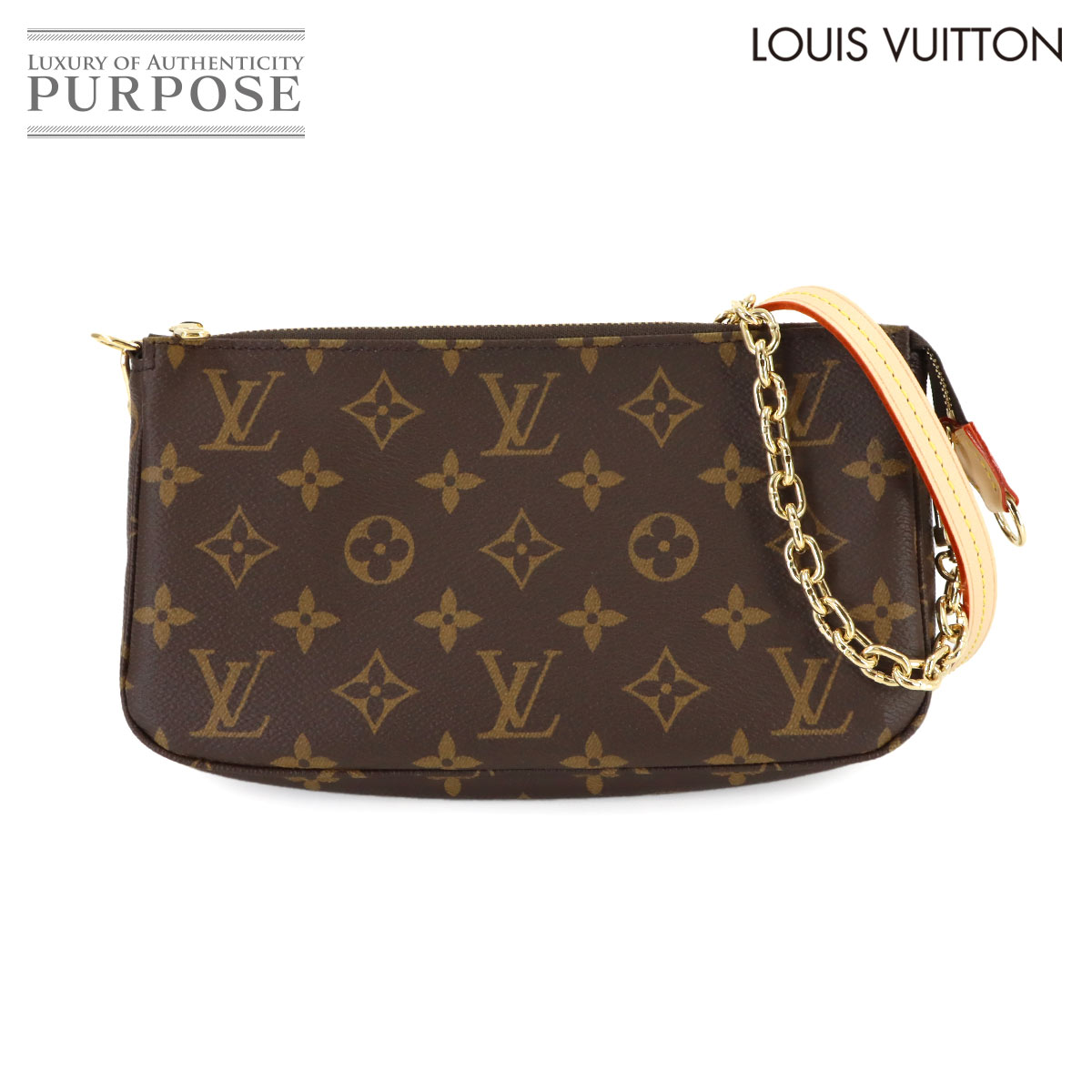 【未使用 展示品】 ルイ ヴィトン LOUIS VUITTON モノグラム ポシェット アクセソワール ハンド バッグ ブラウン M82766 RFID ゴールド 金具 Pochette Accessoires 【中古】