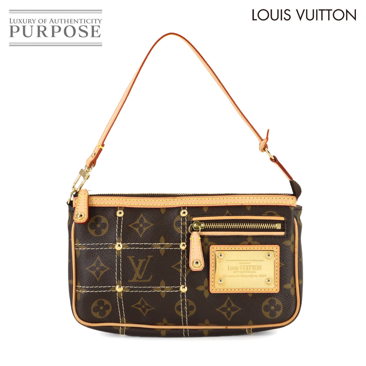 【新品負けず劣らず】 ルイ ヴィトン LOUIS VUITTON モノグラム リヴェット ポシェット アクセソワール 合切袋 御手々 御徒面子 赤銅色 M40141 Monogram Accessories Pouch 【中古】
