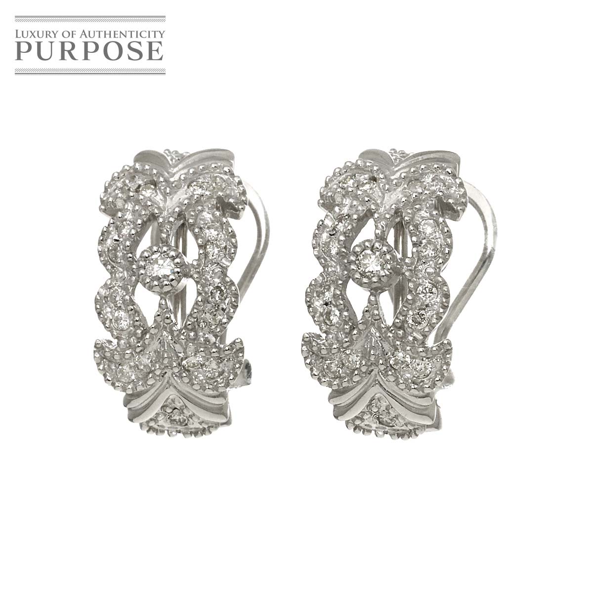 【新品仕上げ】 ダイヤ 0.21ct/0.21ct K18 WG イヤリング ピアス ホワイトゴールド 750 Diamond Earrings Pierced Clip-on 【中古】｜VINTAGE LOVER PURPOSE