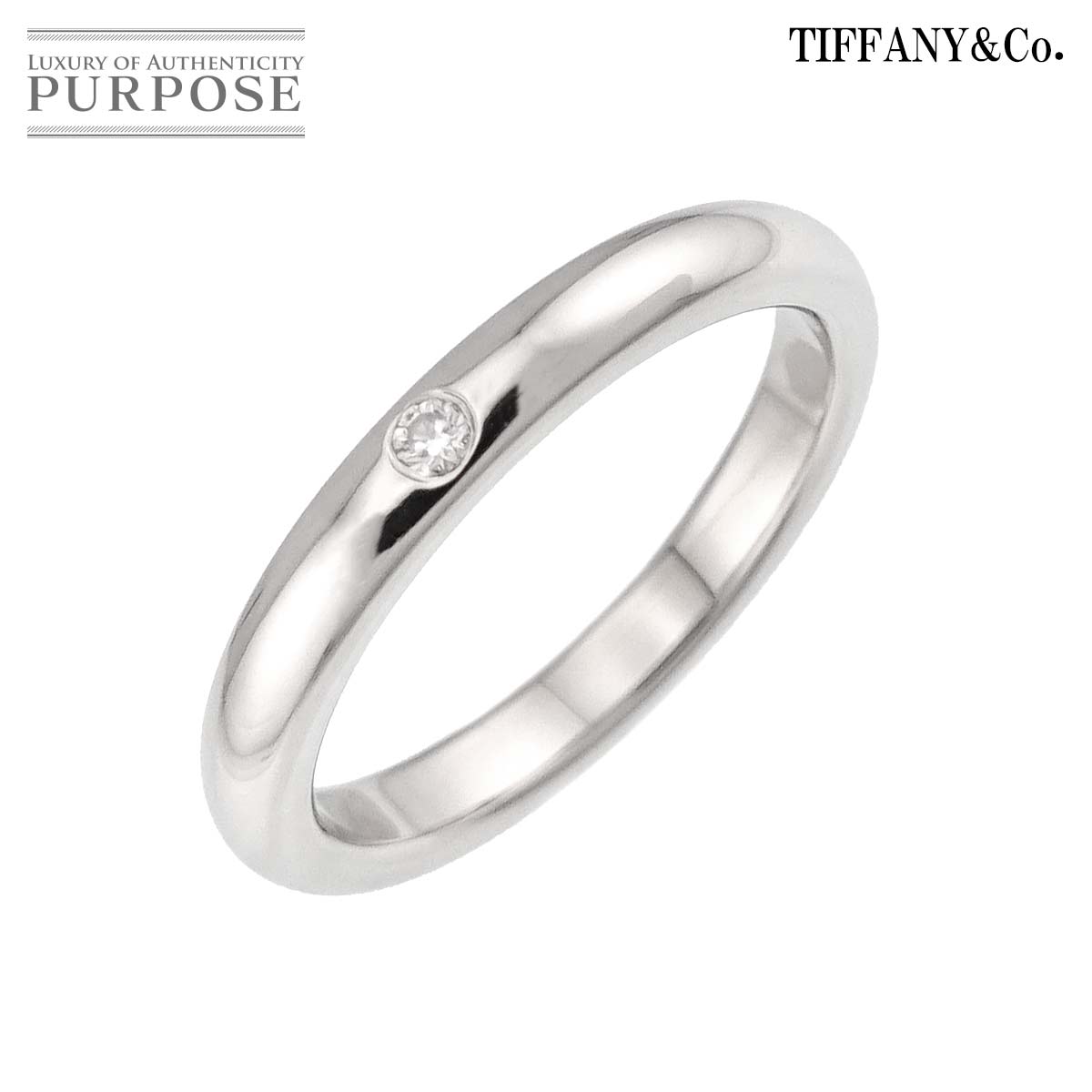 【新品同様】 ティファニー TIFFANY&Co. スタッキング バンド 8号 リング ダイヤ 1P Pt プラチナ 指輪 Stacking Band Ring【中古】｜VINTAGE LOVER PURPOSE