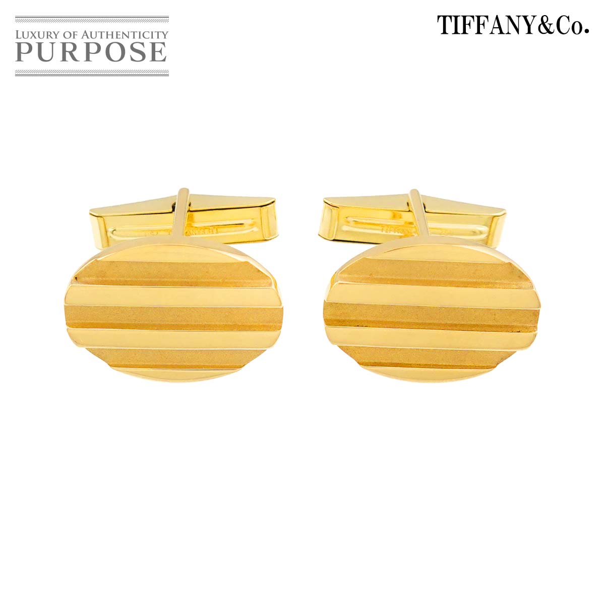 【新品負けず劣らず】 ティファニー TIFFANY Co. 折り返し K18 YG 黄色ゴールド 750 cuff links【中古】