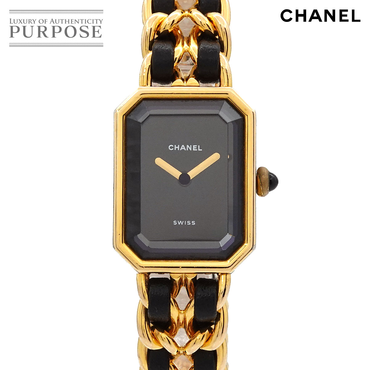 シャネル CHANEL プルミエール L大きさ H0001 ヴィンテージ レディース ウォッチ 黒いこと ゴールド 石英 御覧なさる Premiere 【中古】