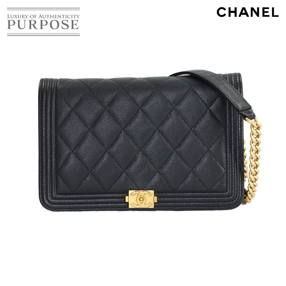 【新品負けず劣らず】 シャネル CHANEL 男の子シャネル チェーン店 ウォレット 長札入れ キャビア素はだ なめし革 黒いこと AP1117 ゴールド 金具 Chain Wallet 【中古】