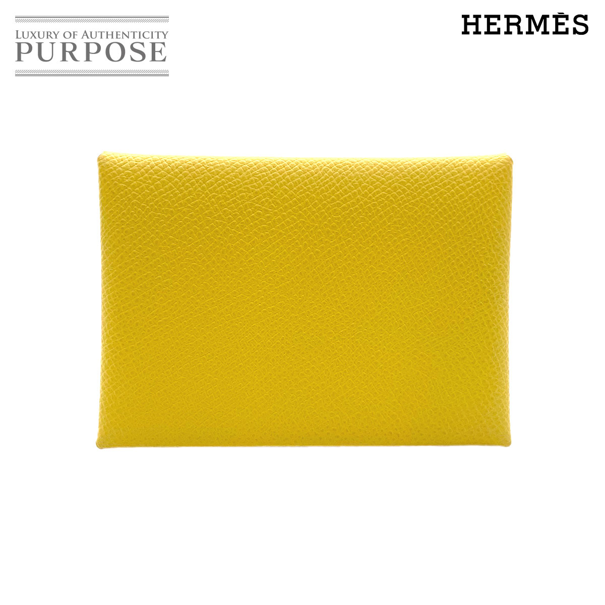 【未当て嵌める 見せびらかす品】 エルメス HERMES カルヴィ 二人組 歌留多容れもの 名刺入れ エプソン ジョーヌナプル U目じるし Calvi Card Case 【中古】