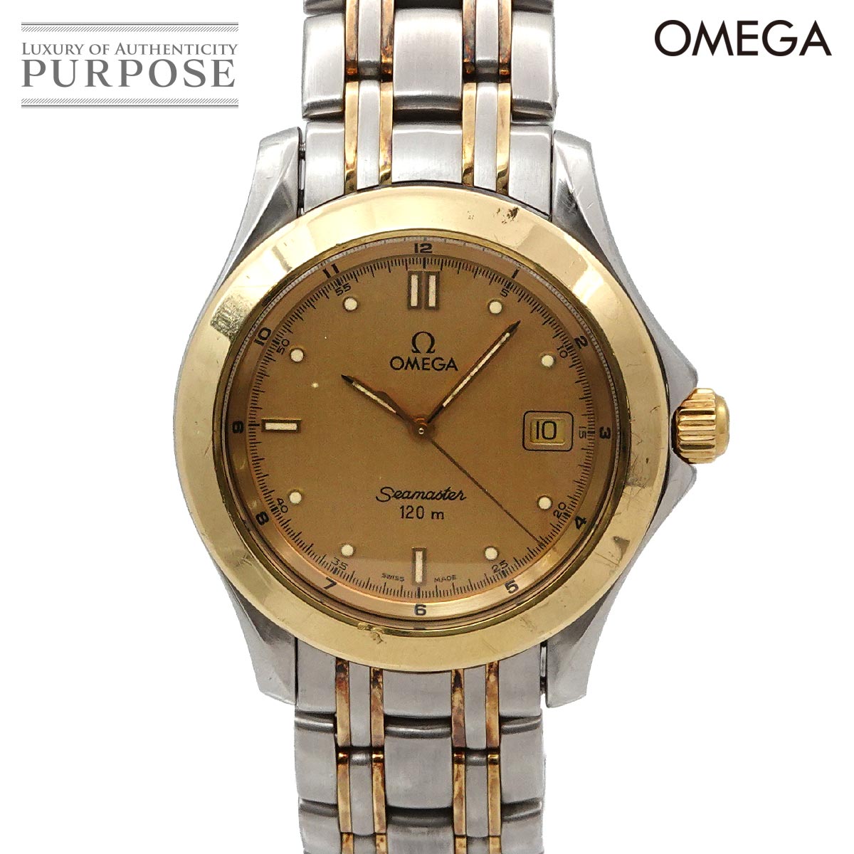ゼロ OMEGA シーマスター120 2311 10 二人組 メンズ ウォッチ デイト ゴールド YG 黄色ゴールド 石英 御覧なさる Seamaster 【中古】