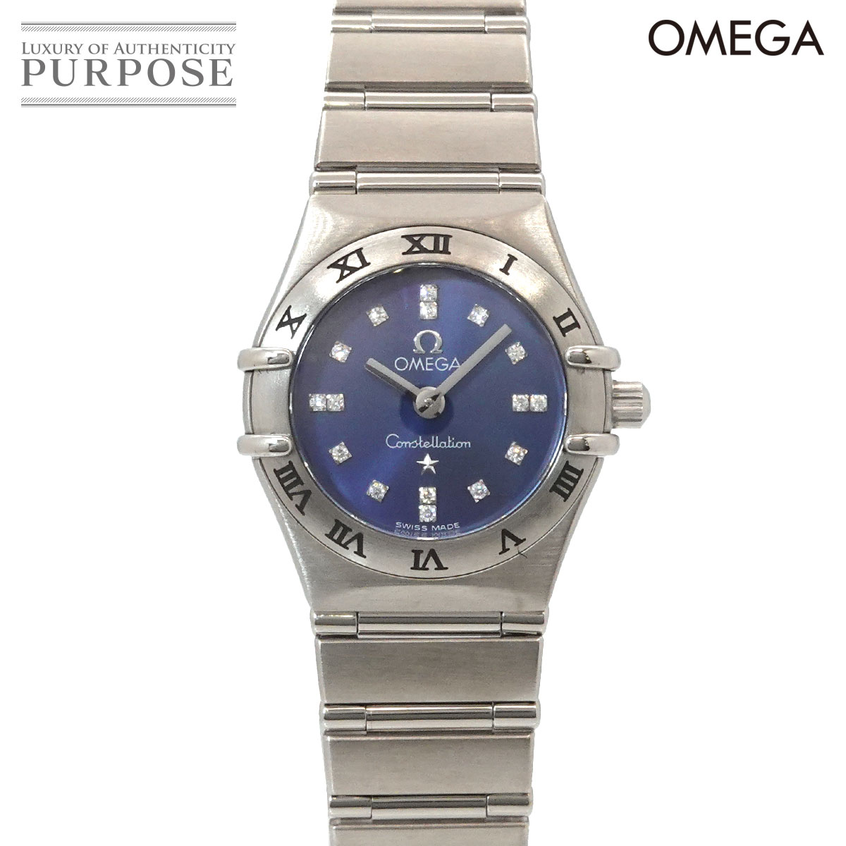ゼロ OMEGA コンステレーション ミニ シンディクロフォード 押さえる1999本 1563 86 レディース ウオッチ 16P 金剛石 青碧 石英 Constellation 【中古】