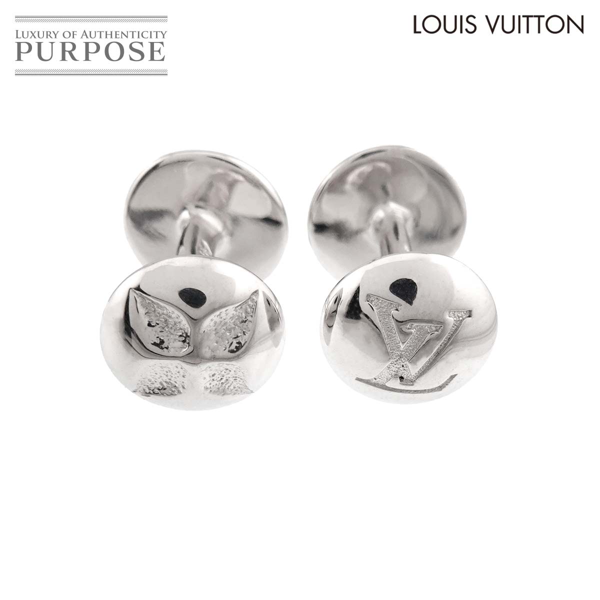【新品同様】 ルイ ヴィトン LOUIS VUITTON ブトン ドゥ マンシェット モチーフ カフス SV シルバー 925 LV Cufflinks【中古】｜VINTAGE LOVER PURPOSE