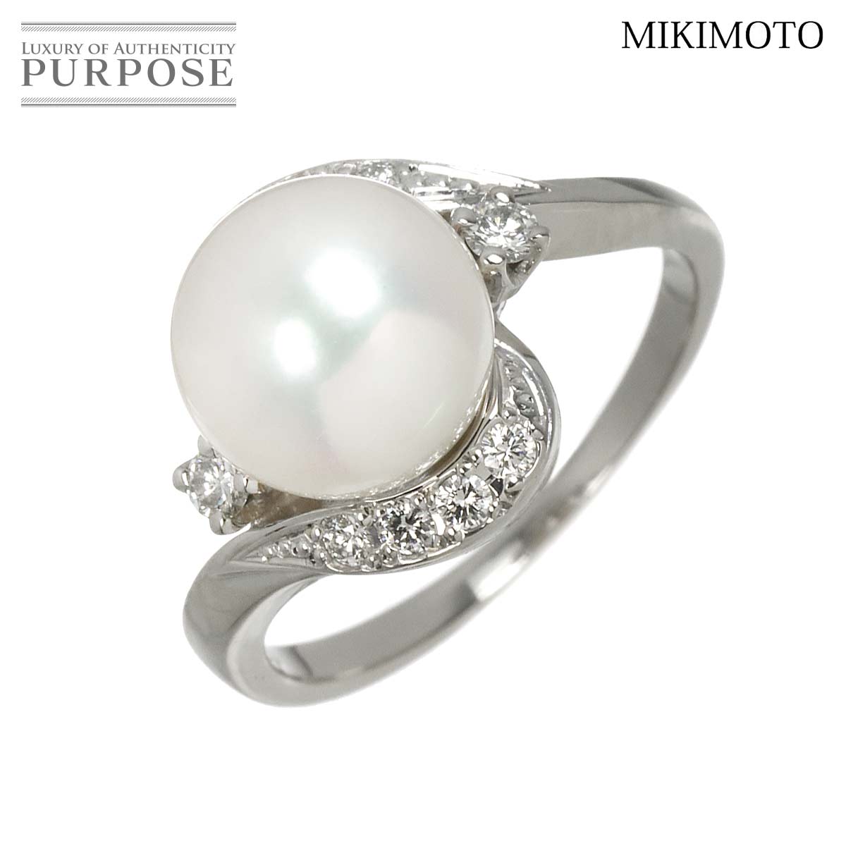 【新品同様】 ミキモト MIKIMOTO 7号 リング アコヤ真珠 8.3mm ダイヤ Pt プラチナ パール 指輪 Akoya Pearl Ring【中古】｜VINTAGE LOVER PURPOSE