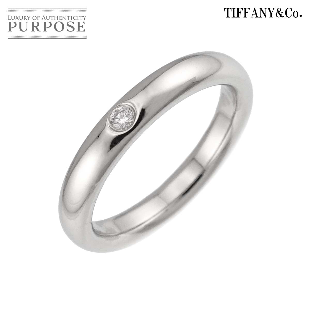 【新品同様】 ティファニー TIFFANY&Co. スタッキング バンド 4号 リング ダイヤ 1P Pt プラチナ 指輪 Stacking Band Ring【中古】|VINTAGE LOVER PURPOSE