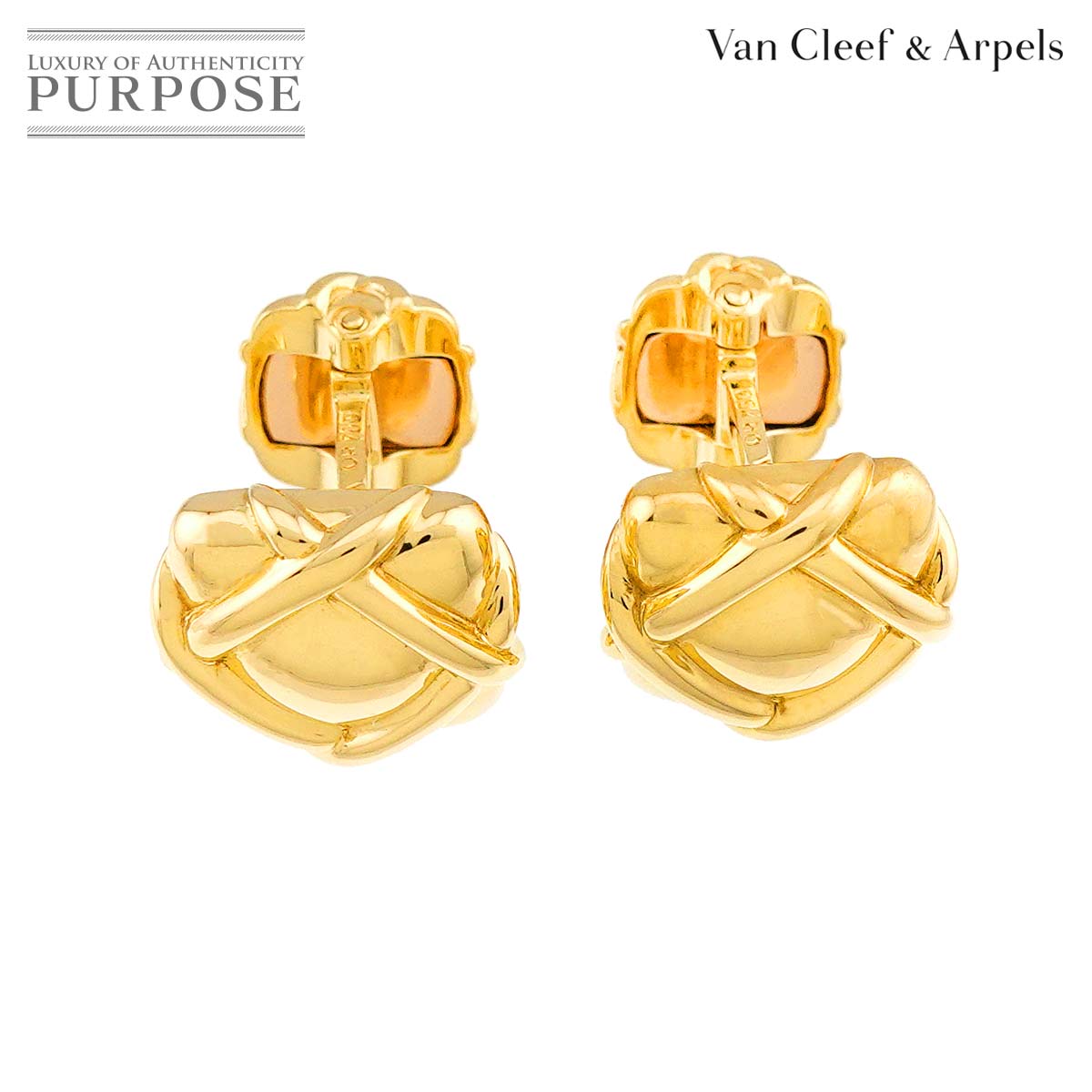 【新品負けず劣らず】 ヴァンクリーフ \u0026 アーペル Van Cleef \u0026 Arpels 折り返し K18 YG 黄色ゴールド 750 Cuff Links【中古】