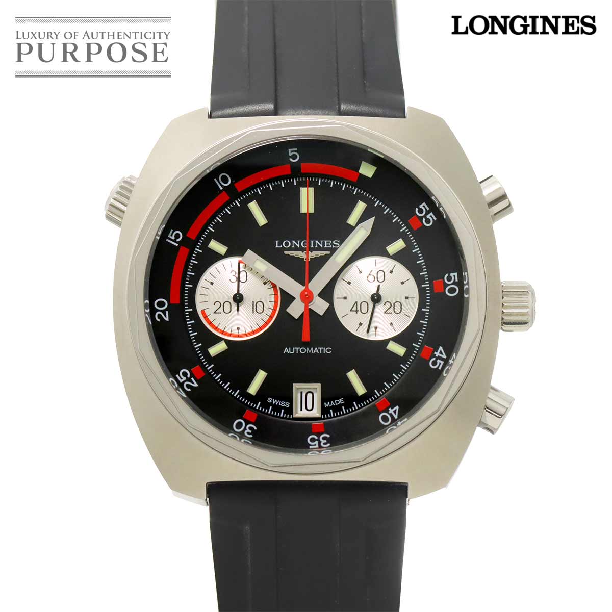 ロンジン LONGINES ヘリテージ ダイバー クロノグラフ L2 796 4 デイト メンズ ウォッチ 黒いこと 自動小銃一巻き Heritage 【中古】 腕時計-メンズ腕時計