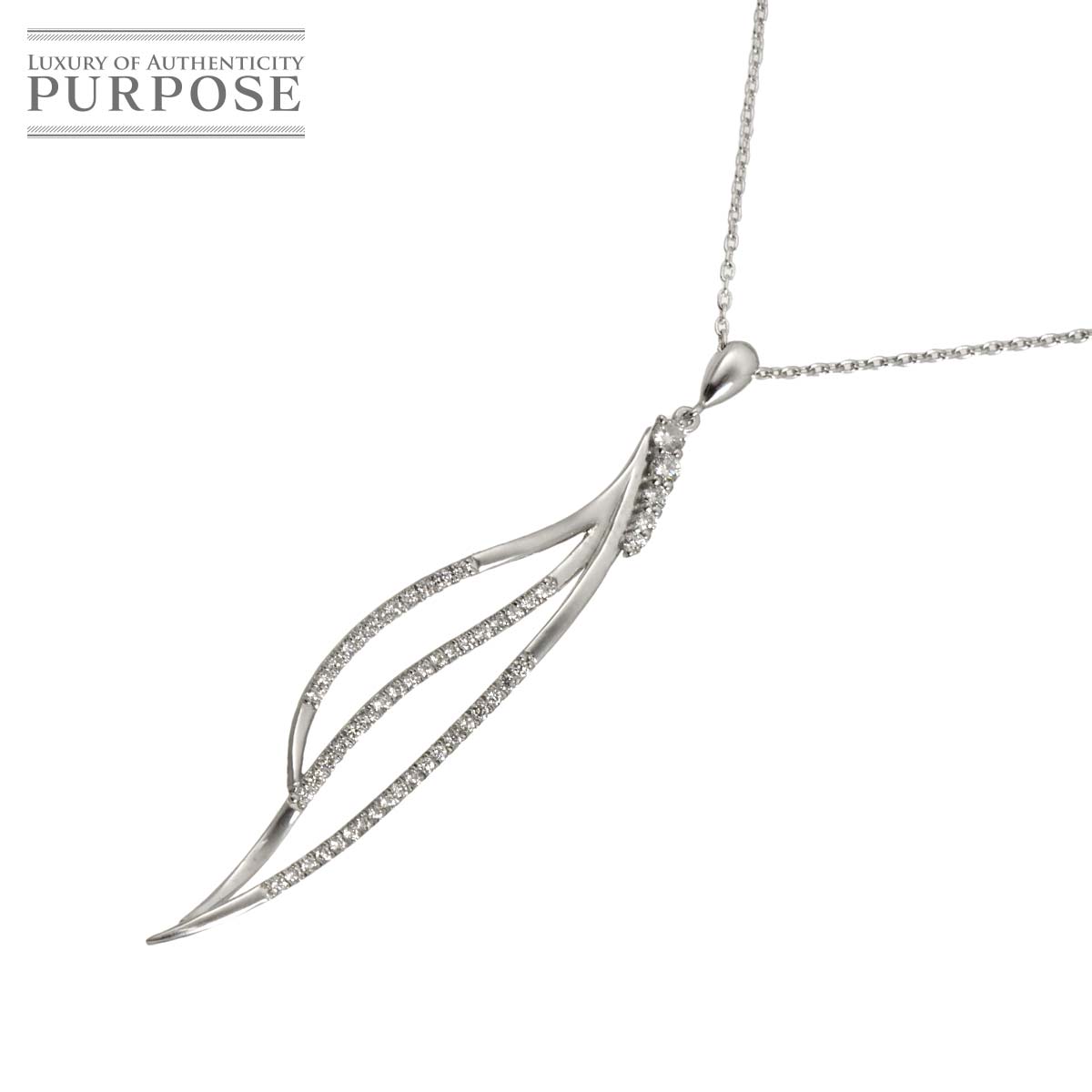 【新品仕上げ】 ダイヤ ネックレス 43.5cm K18 WG ホワイトゴールド 750 Diamond Necklace 【中古】|VINTAGE LOVER PURPOSE
