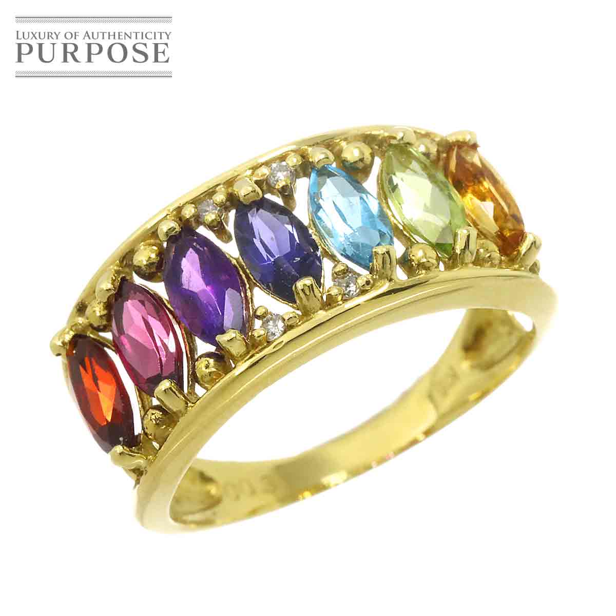 【新品仕上げ】 リング 10.5号 マルチストーン ダイヤ 0.03ct K18 YG イエローゴールド 750 指輪 Multi Stone Ring 【中古】|VINTAGE LOVER PURPOSE