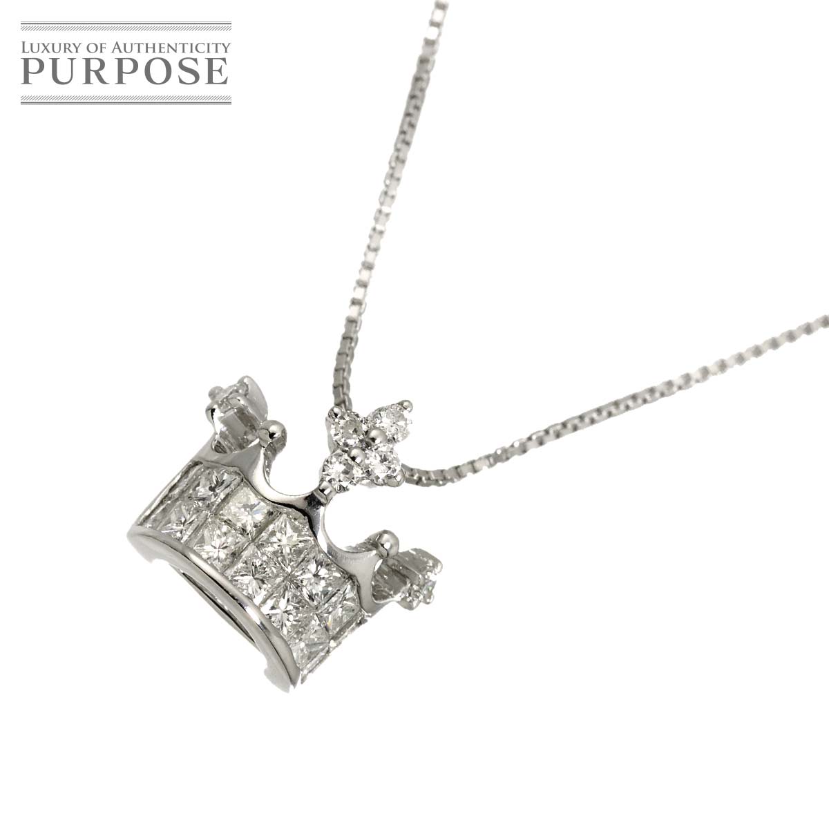 【新品仕上げ】 ダイヤ 0.66/0.06ct ネックレス 45.5cm K18 WG ホワイトゴールド 750 Diamond Necklace 【中古】|VINTAGE LOVER PURPOSE