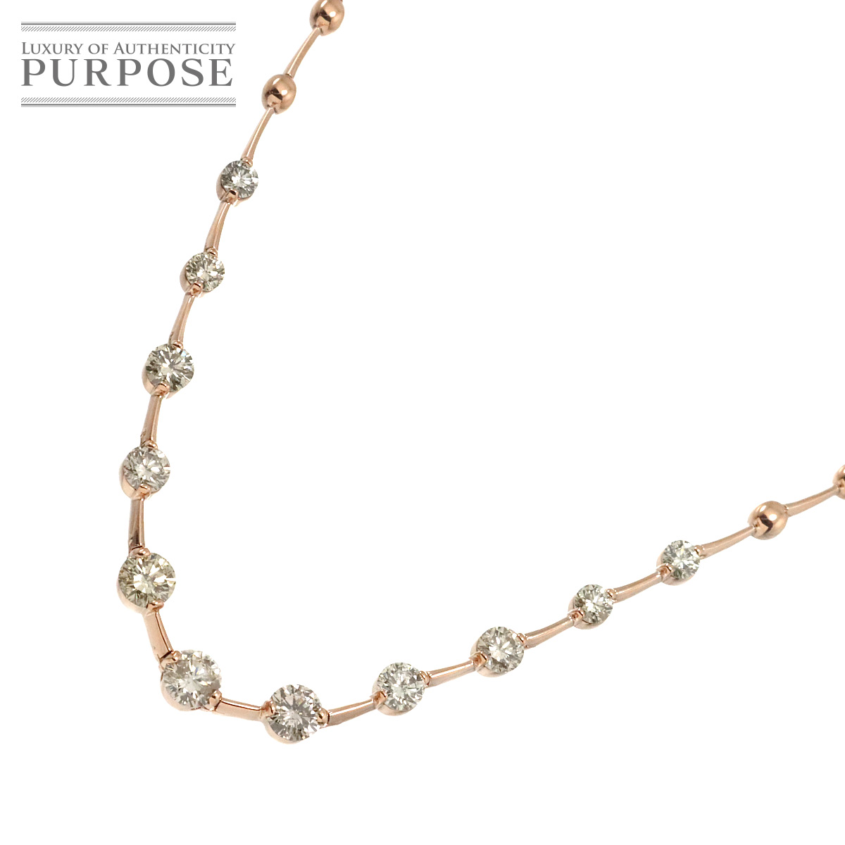 【新品仕上げ】 ダイヤ 2.50ct ネックレス 42.5cm K18 PG ピンクゴールド 750 Diamond Necklace 【中古】｜VINTAGE LOVER PURPOSE