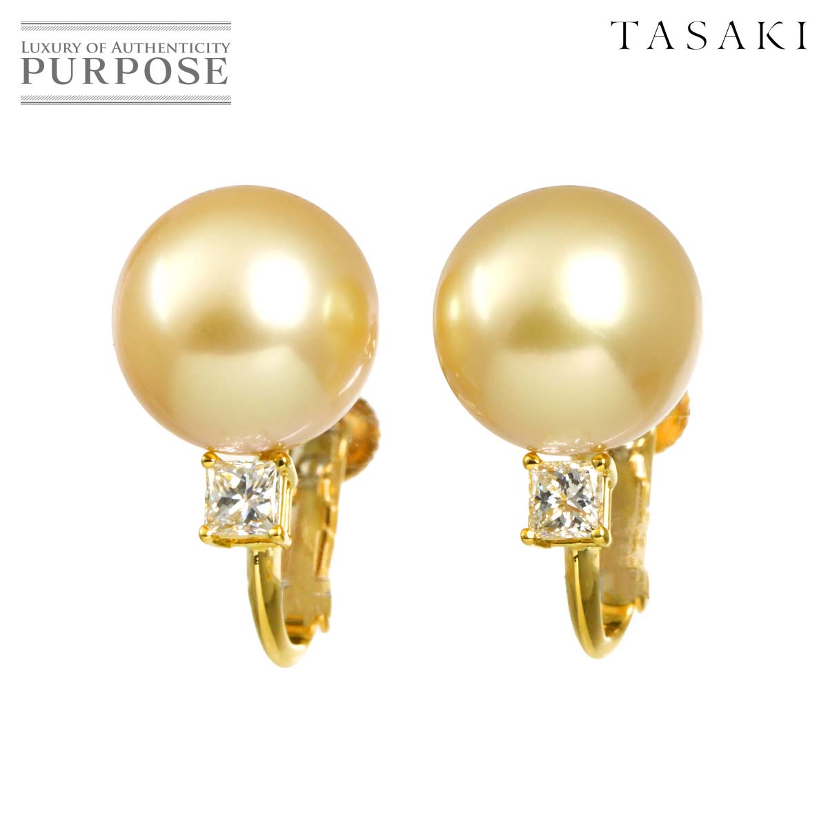 【新品同様】 タサキ TASAKI 白蝶真珠 10.5mm ダイヤ 0.14/0.14ct イヤリング K18 YG イエローゴールド 750 パール 田崎真珠 Earrings Clip on 【中古】|VINTAGE LOVER PURPOSE