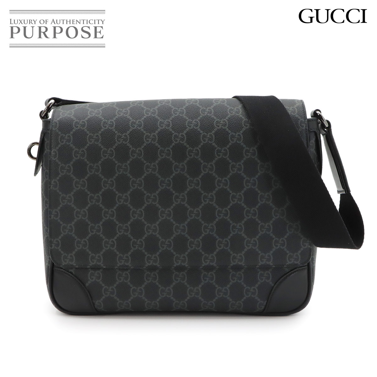 【新品負けず劣らず】 グッチ GUCCI GG表象 並み並み はりつけ台上半身 肩肉 御徒面子 なめし革 黒いこと 821154 Medium Crossbody Bag 【中古】