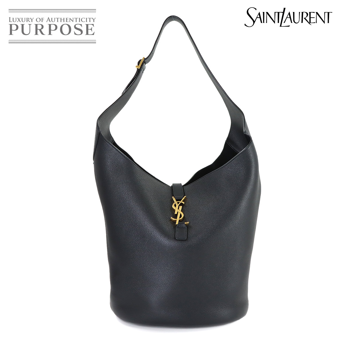 【未使用 展示品】 サンローラン SAINT LAURENT LE5A7 ホーボー ショルダー バッグ レザー ブラック 793088 ゴールド 金具 LE5A7 Shoulder Bag 【中古】