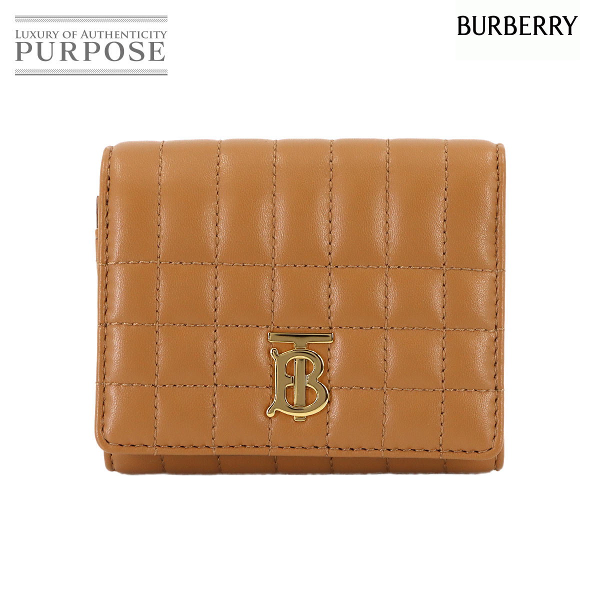 【未当て嵌める 見せびらかす品】 バーバリー BURBERRY ローラ 三つ折り 札入れ なめし革 メープルブラウン 8062376 ゴールド 金具 Compact Wallet 【中古】 メンズ財布-財布・ケース-バッグ・小物・ブランド雑貨