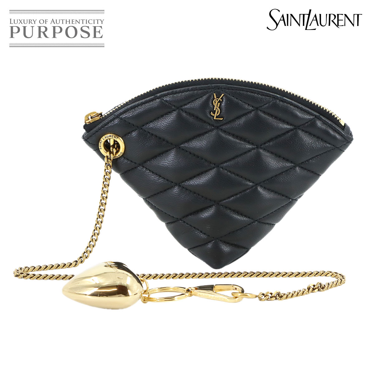【新品負けず劣らず】 サンローラン SAINT LAURENT 加虐性愛 鋳貨 金入れ 釣り銭入れ なめし革 黒いこと 802198 ゴールド 金具 Coin Purse 【中古】