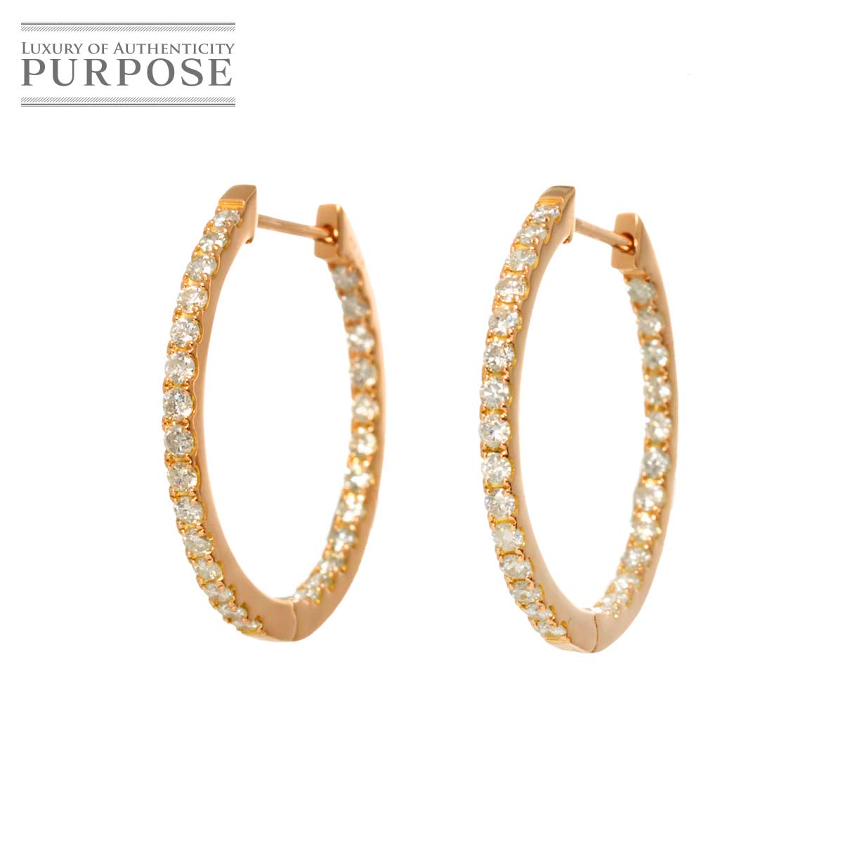 【新品仕上げ】 ダイヤ 0.50ct/0.50ct ピアス K18 PG ピンクゴールド 750 Diamond Earrings Pierced 【中古】|VINTAGE LOVER PURPOSE