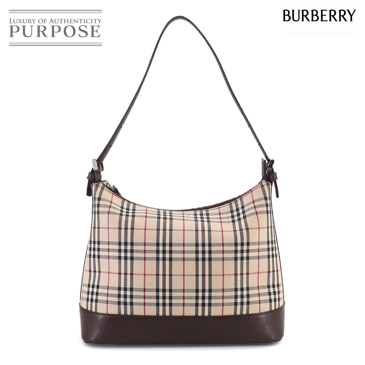 バーバリー BURBERRY ノバチェック 肩先 御徒面子 帆布 なめし革 ベージュ 赤銅色 Shoulder Bag 【中古】