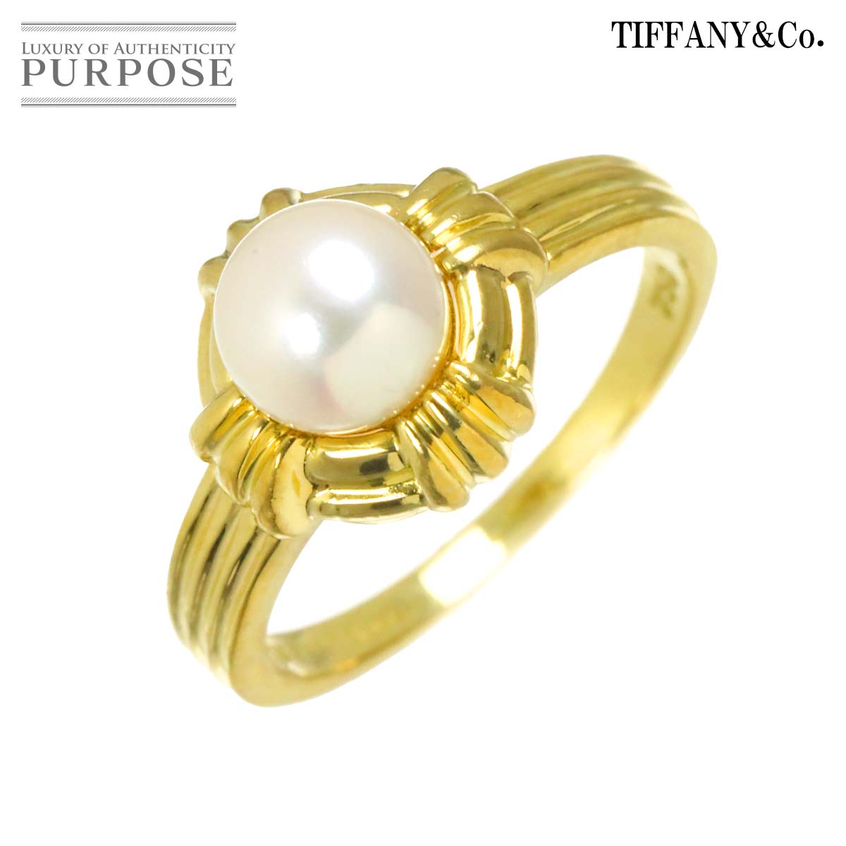 【新品同様】 ティファニー TIFFANY&Co. アコヤ真珠 6.2mm 9.5号 リング K18 YG イエローゴールド 750 パール 指輪 Ring【中古】｜VINTAGE LOVER PURPOSE