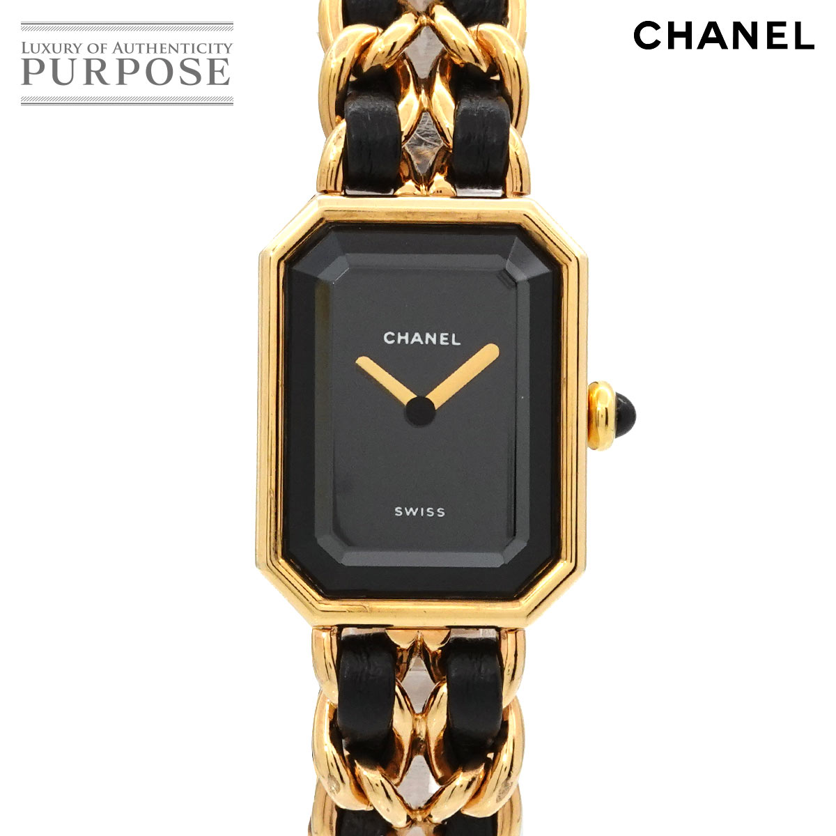 シャネル CHANEL プルミエール L大きさ H0001 ヴィンテージ レディース ウオッチ 黒いこと ゴールド 石英 ご覧なさる Premiere 【中古】
