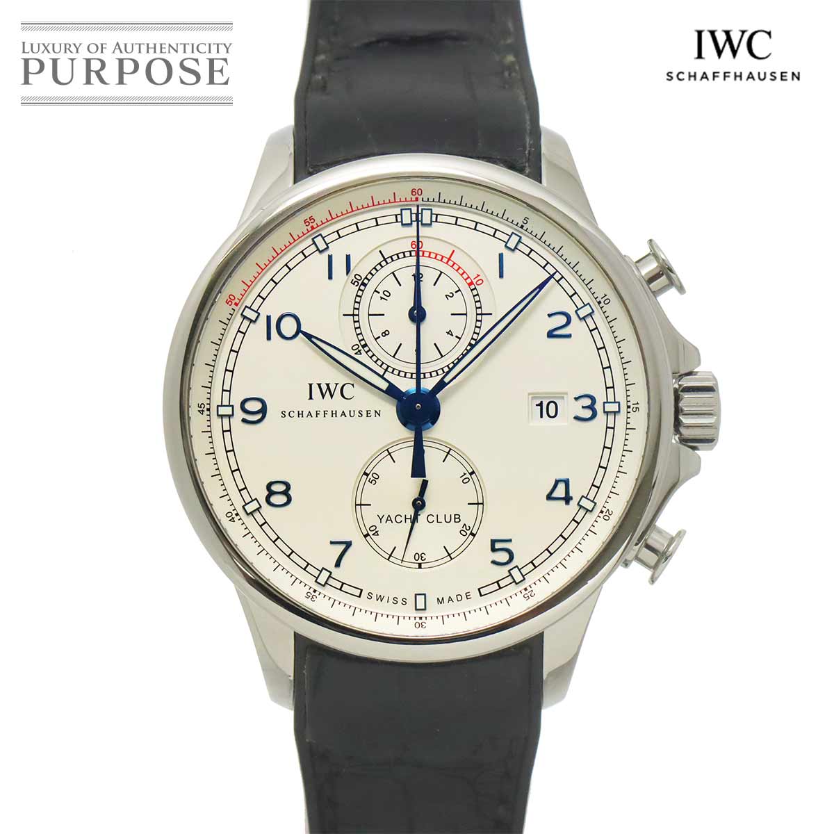 【新品入眼 済み】 IWC ポルトギーゼ レーシングヨット野球クラブ クロノグラフ 綿津見レーサー IW390216 メンズ ウォッチ デイト しろがね色 自動小銃一巻き 世界的 御覧なさる 相手 Portuguese 【中古】