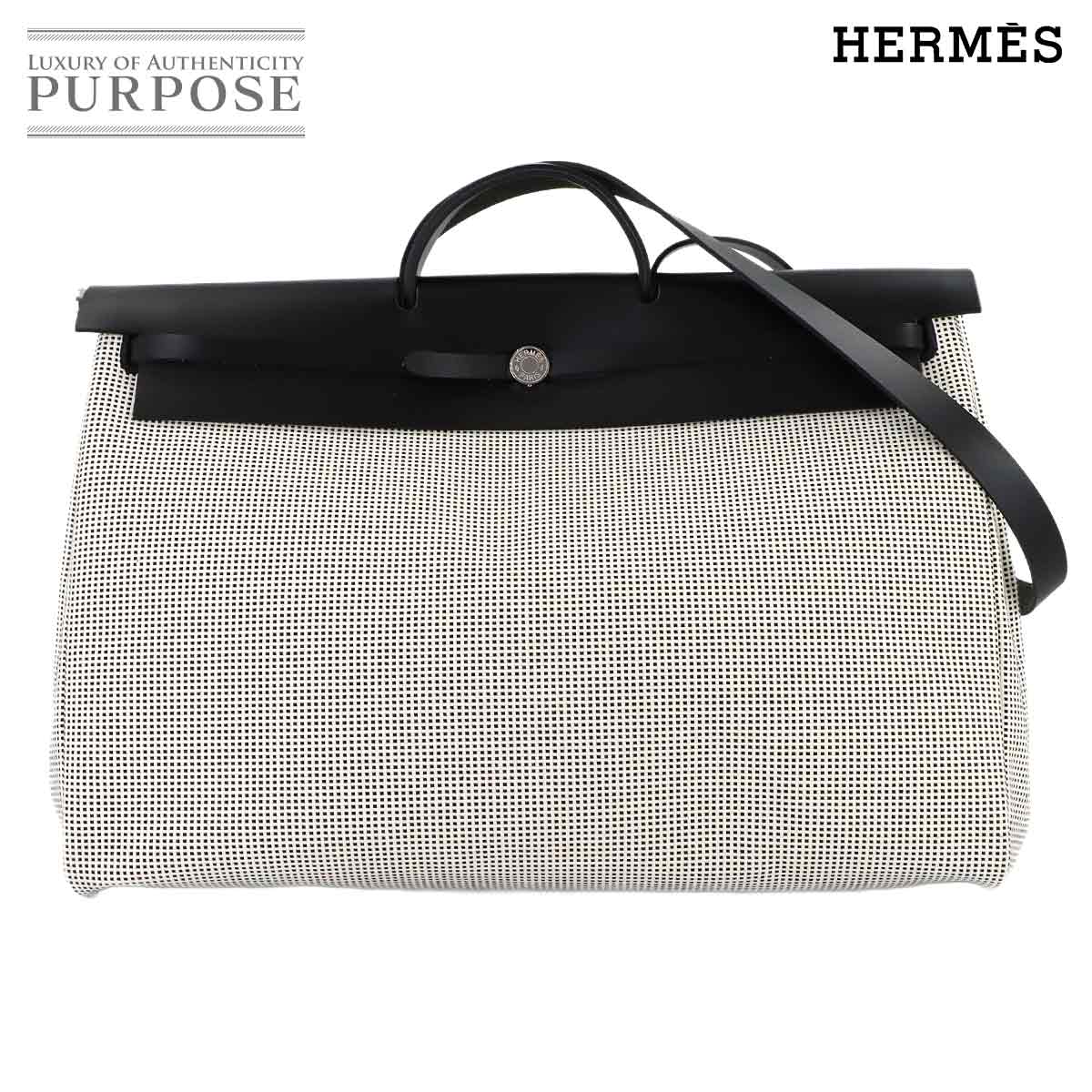【未使用 展示品】 エルメス HERMES エールバッグ ジップ ルトゥルネ キャビン 2way ハンド ショルダー バッグ トワルクリスヴァイキング ヴァッシュハンター ブラック エクリュ W刻印 Her Bag Zip Retourne Cabin 【中古】｜VINTAGE LOVER PURPOSE