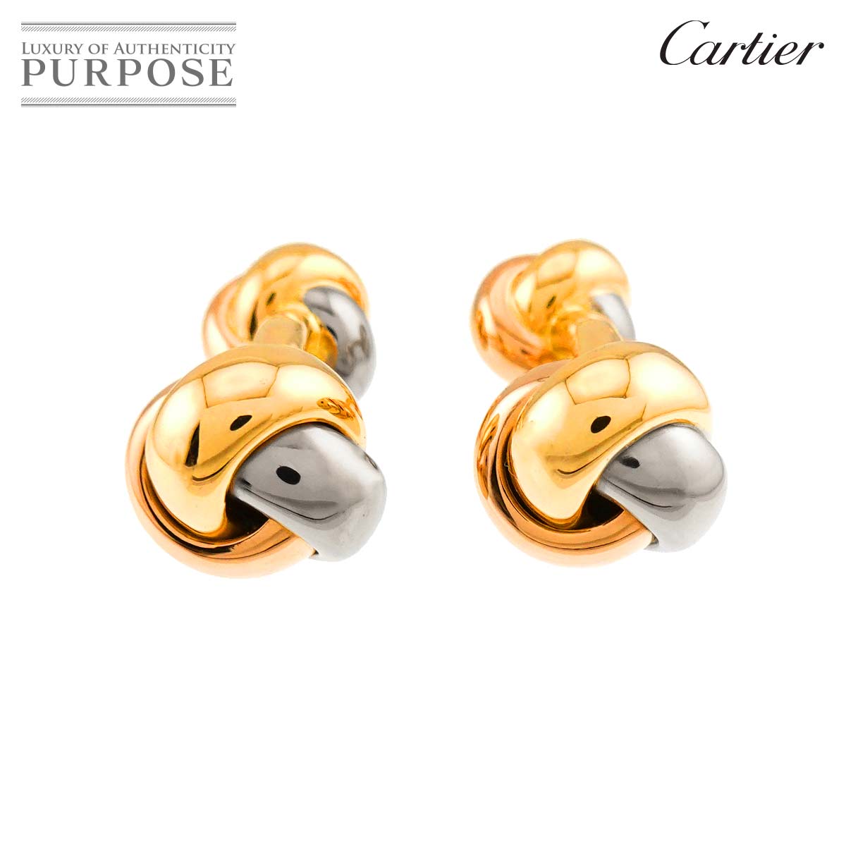 【新品負けず劣らず】 カルティエ Cartier トリニティ 折り返し K18 YG WG PG スリーゴールド スリー色つや 750 Cuff links【基礎づける書付き添い人】【中古】