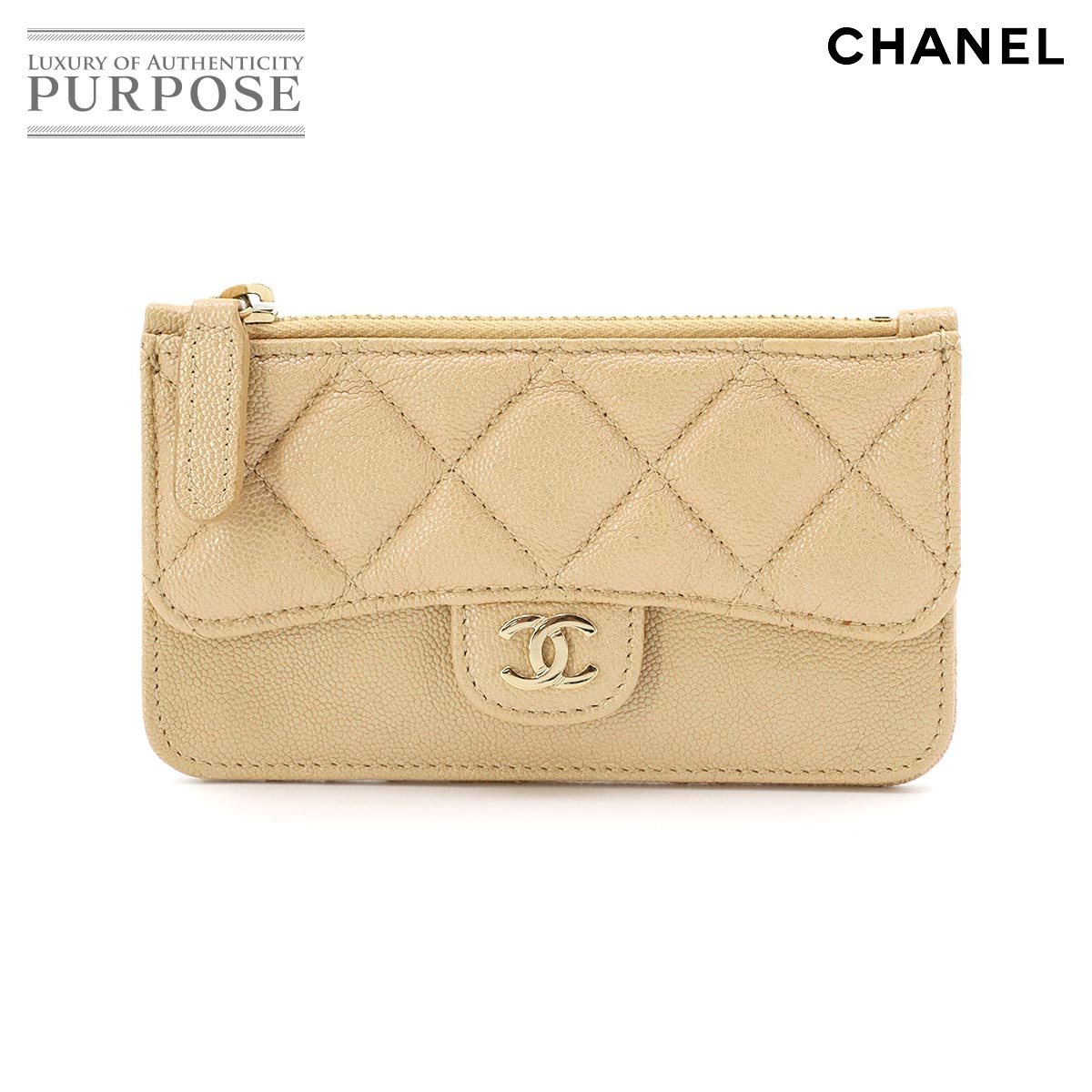 シャネル CHANEL マトラッセ コインケース フラグメントケース キャビアひと肌 ベージュ AP2570 ココマーク Matelasse Coin Case 【中古】