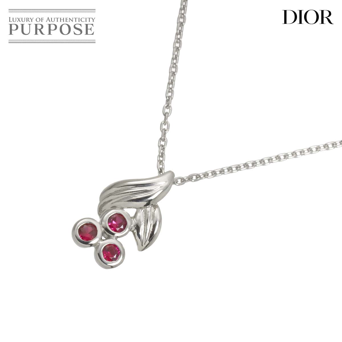 【新品同様】 クリスチャン ディオール Christian Dior ルビー ネックレス 40cm Pt プラチナ Ruby Necklace 【中古】|VINTAGE LOVER PURPOSE