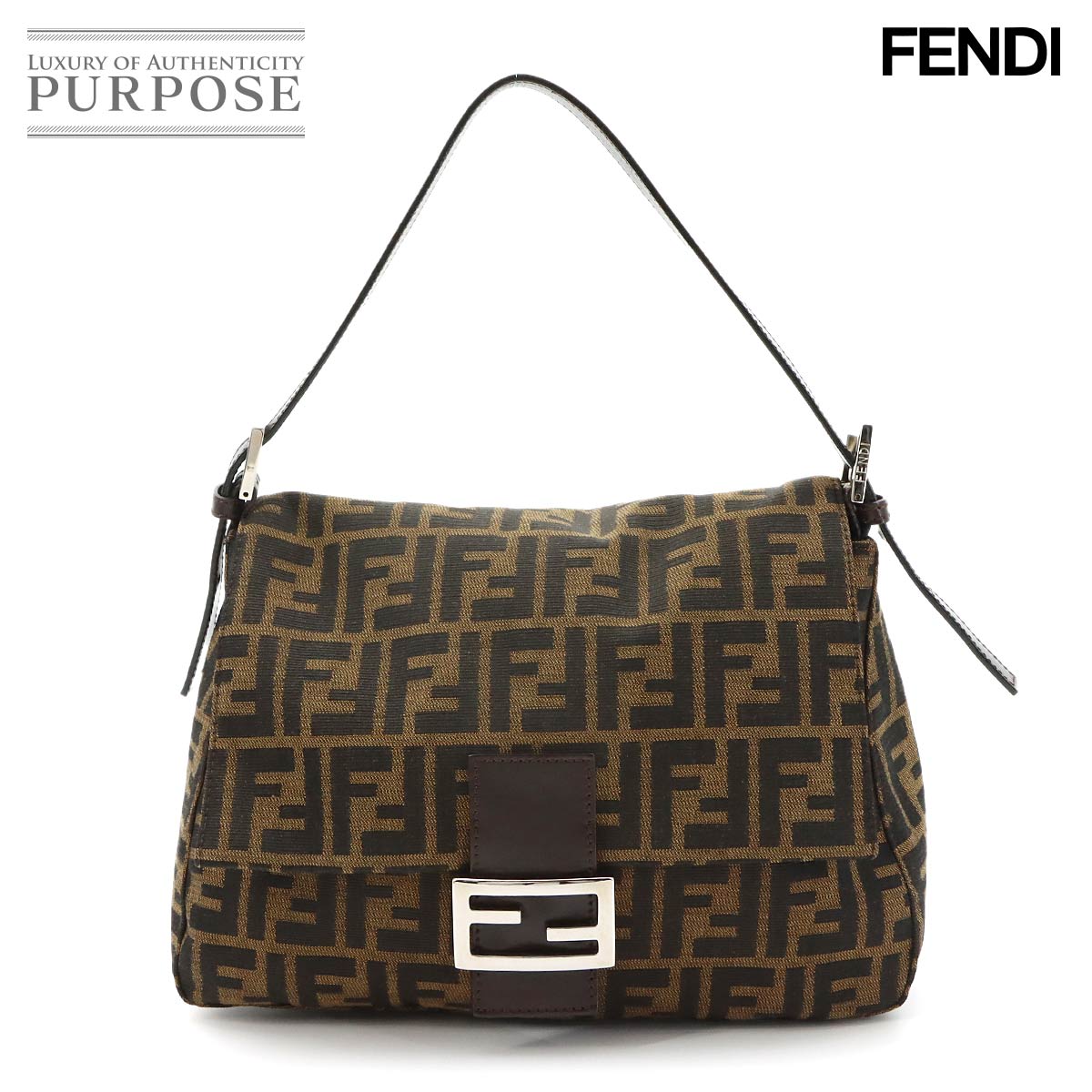 【新品同様】 フェンディ FENDI ズッカ マンマバゲット ショルダー バッグ キャンバス レザー ブラウン 26325 Mamma Baguette 【中古】｜VINTAGE LOVER PURPOSE