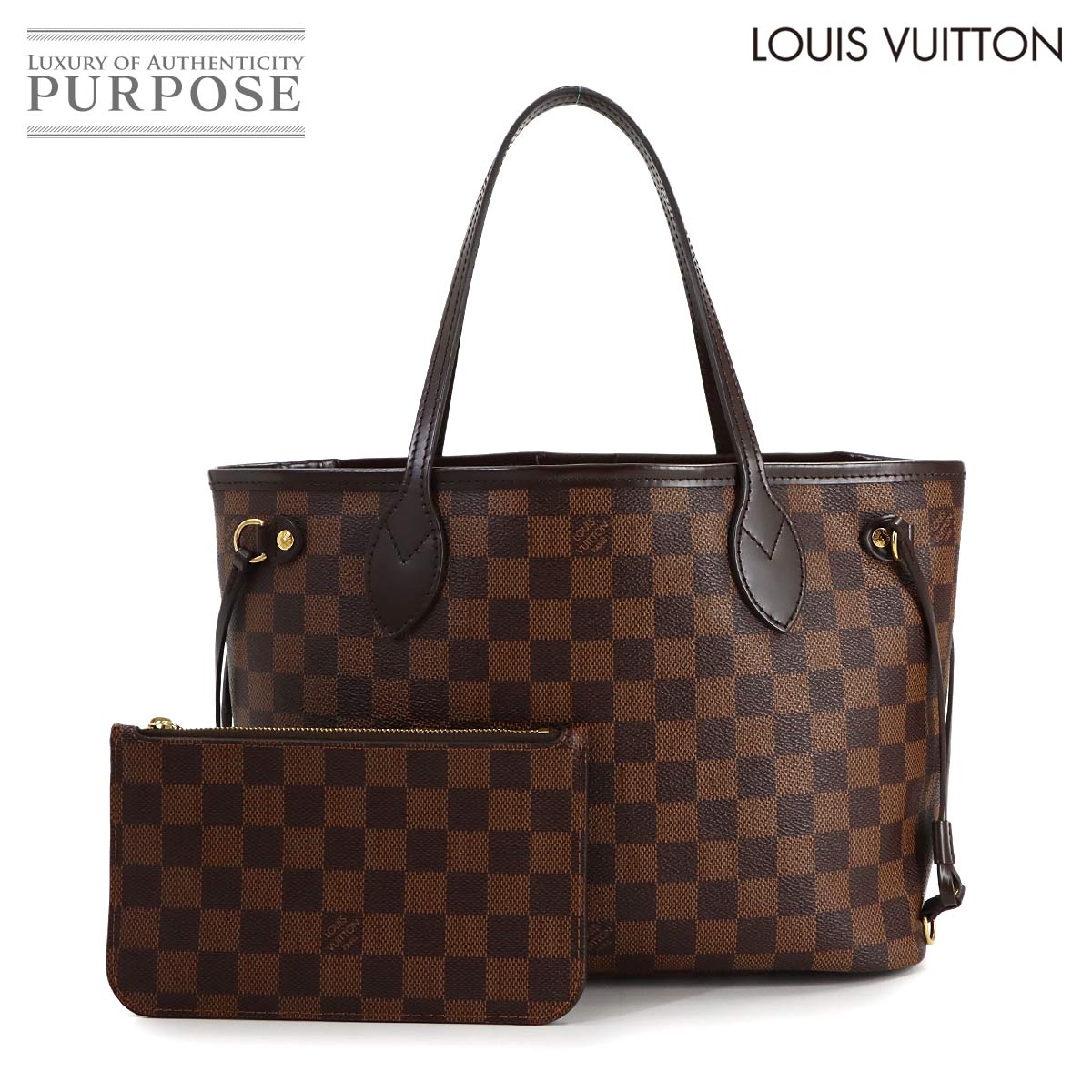 【未使用 展示品】 ルイ ヴィトン LOUIS VUITTON ダミエ ネヴァーフル PM トート バッグ エベヌ N40600 ゴールド 金具 ブラウン Damier Neverfull PM 【中古】