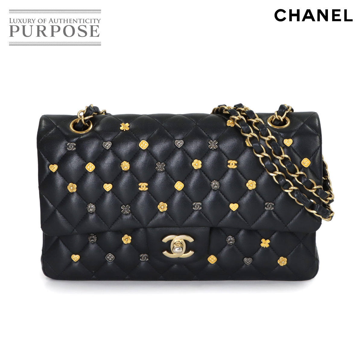 【新品同様】 シャネル CHANEL マトラッセ チェーン ショルダー バッグ ラムスキン ブラック A01112 ラッキーチャーム アイコン Matelasse Bag 【中古】｜VINTAGE LOVER PURPOSE